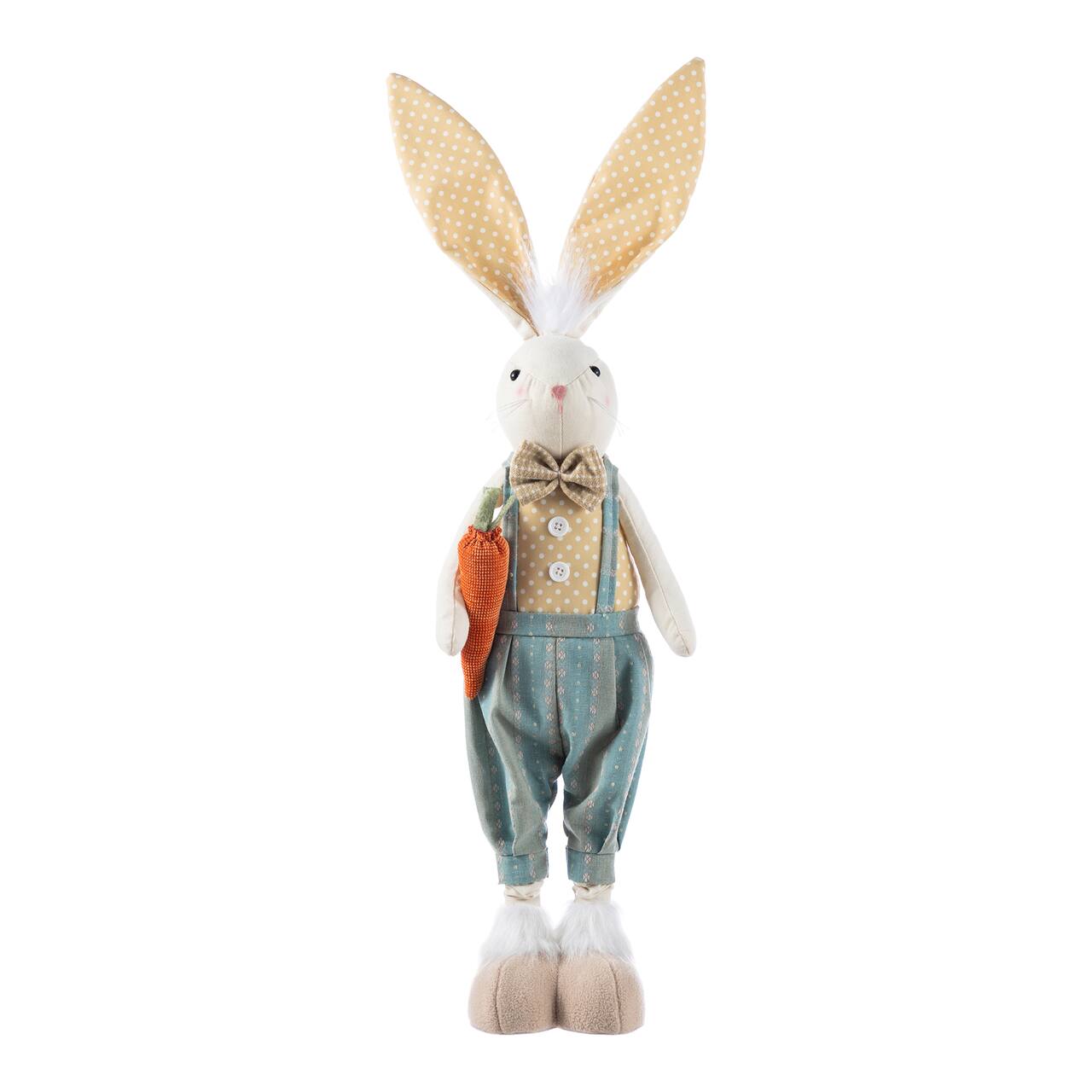 Glitzhome® 23"-32.75" Easter Fabric Boy Bunny with Telescoping Legs Figurine